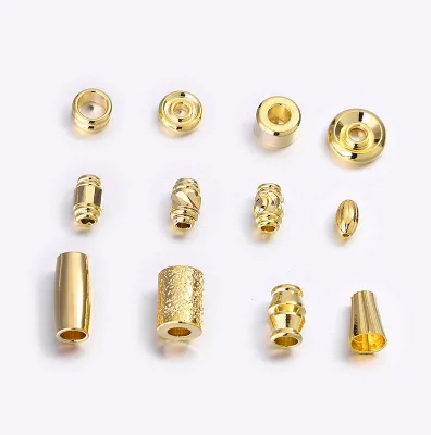 Wholesale Multi Shapes Gold Plated Copper Drum Cylinder Tube Beads Spacer Loose Beads