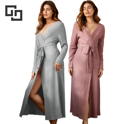 Waffle Robe Femme Sexy Warm Sleepwear Kimono Women Bathrobe Long Woman Robes