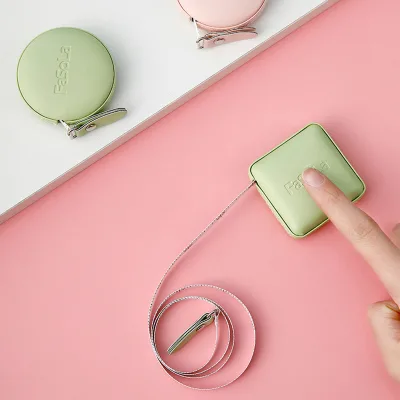 Custom Logo PU Measuring Tape 150 cm with Push Button