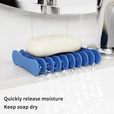 Home Decor Silicone Soap Dish Holder Tray Saver Drainer for Kitchen Shower Bathroom