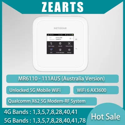 NETGEAR M6 MR6110-111AUS 5G Mobile WiFi Wireless Hotspot with SIM Card Slot Dual-Band 4G LTE Support for Multiple Devices