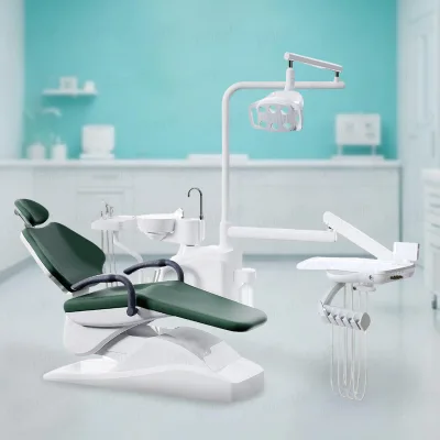 Complete Dental Chair and Equipment Full Set Unit Portable Mobile Knee Break Ergonomic LED Light Motor