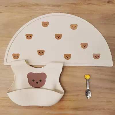 Silicone Trivet Placemat Heat-Insulated Non-Slip Eco-Friendly Dishwasher-Safe BPA Free Children Mat Custom