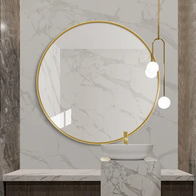 Framed Art Deco Aluminum Alloy Adjustable Handmade Wall Mirror No Electricity Required Mirror