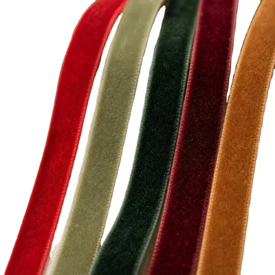 High Tenacity Nylon for Packaging Velvet Ribbon Custom Printed 1cm Width Ribbon Roll Single Face Brown Cake Ribbon