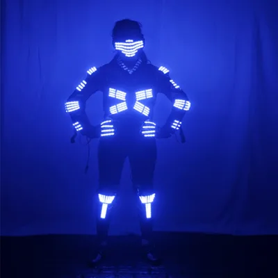 Glowing Armor Sparkling Costume Electric Light Dance Laser Cosplay Performance Costume for Men Dancing Props