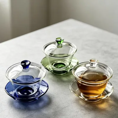 Glass Gaiwan Tea Set Heat Resistant Lead Free OEM Custom Logo Kung Fu Teacup Wholesale Tea House