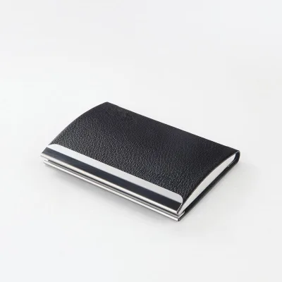 Custom Logo Design Business Gift Card Holder Faux Leather Luxury Metal Pu Leather Card Holder for Man