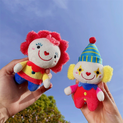New Cute Cartoon Creative Circus Clown Plush Key Chain Bag Pendant Wholesale Claw Machine Doll Stuffed Funny Clown Plush Toy