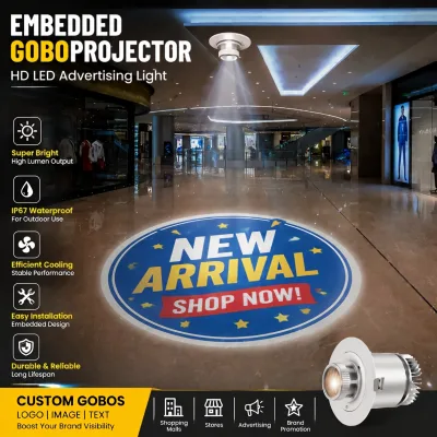 Embedded Logo Projector Lights IP40 Blue Ra90 CRI 2-Year Warranty Multi-Voltage for Direction Sign Ceiling Mount Aluminum