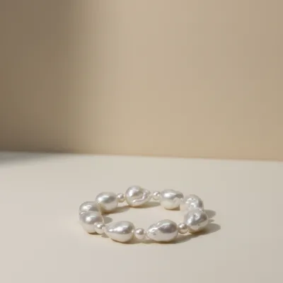 High Quality White Color Baroque Pearl 7inch Size 100% Natural Freshwater Pearl Bracelet
