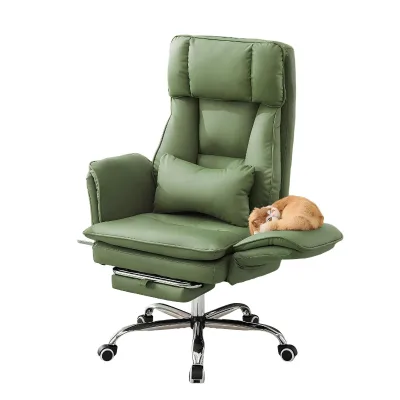 Factory Direct Wide Seat Cross Legged Office Chair Leather Cross Legged Swivel Office Chair with Footrest
