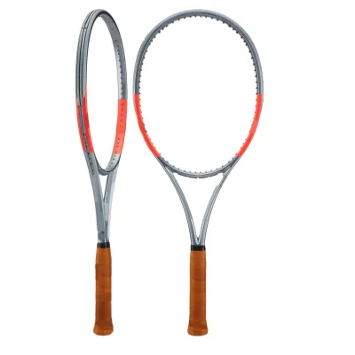 Wholesale Unstrung Full Carbon Tennis Racket Silver Red Frame Retro Brown Leather Grip Spot Bulk Supply for Sports Resellers