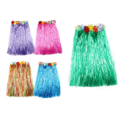 Wholesale Party Dress Hawaii Dancing Plastic Hula Skirt With Flower Leis Hawaiian Skirts Hawaiian Hula Skirts Raffia