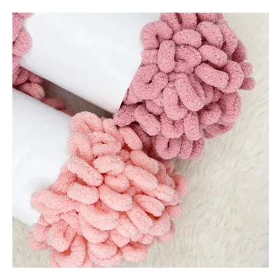 Fun Finger Loops Yarn Jumbo Polyester Chenille Yarn 100g/Skein Puffy Soft Baby Big Loop Blanket Yarn