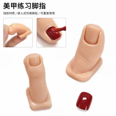 High Quality Silicone Cross-border New Pure Silicone Simulation Practice Toes for Manicure Painted Carved Toe 2pcs