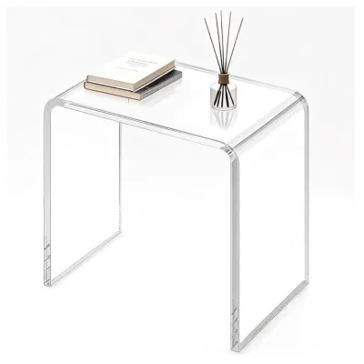 Solid U Shaped Acrylic Side One Piece Bent Clear End Stand for Bedroom Living Room
