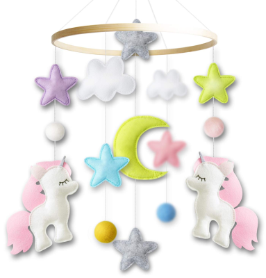 Antique Cute Funny Stuffed Felt Unicorn Star Moon Baby Crib Mobile Baby Mobiles for Baby Twins Girl Ceiling Nursery Ddcor