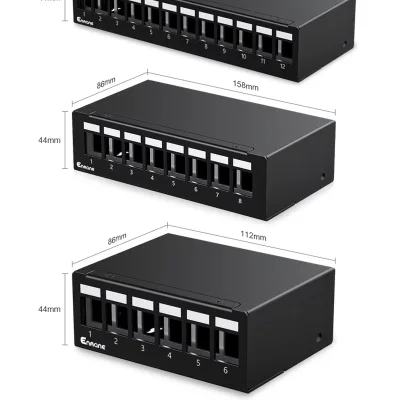 Enmane 4 6 8 12 Network Wall Mount Patch Panel Keystone Modules Distribution Box with 1U Height Din Rail Mounting