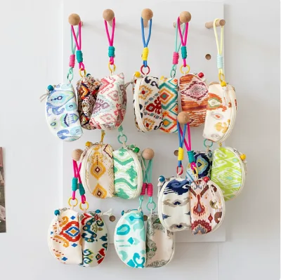 PEIQUAN Portable Xinjiang Ethnic Style Coin Purse Unisex Cultural Creative Lightweight Zipper Compact Lipstick Key Storage Small