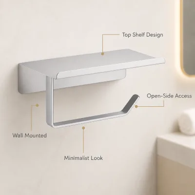 Hotel Supplies Mirror Finish Small Roll Tissue Holder SUS304 Paper Dispenser for Luxury Hotel Toilet Washroom