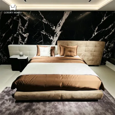 Foshan Factory Modern Luxury Bed Frame king Size Luxury Wooden Beds Queen Size Bedroom Set Furniture Villa Apartment Bedroom