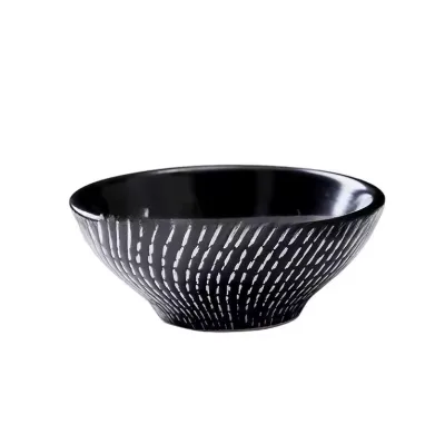 Wholesale Black Japanese Style Stone Noodle Bowl Matte Porcelain Dish Ceramic Bowls Dinnerware Set
