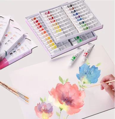 Wholesale Student 12 Colors 18 Colors 24 Colors Water Based Gouache Paint Canvas and Paper Art Supplies