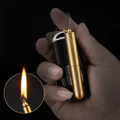 Classic Brass Match Lighter Custom logo Metal Lighter Open Flame Lighter Outdoor Keychain