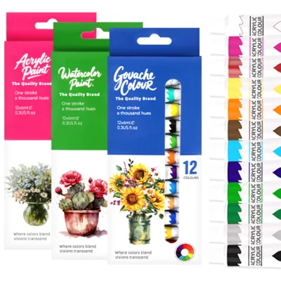 6ml Acrylic Pigment 12 Color DIY Painting Set Perfect Quality Watercolor Pictures Color Paint Water Paint for Kids