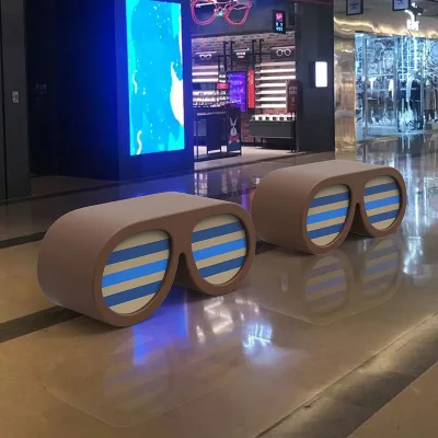 Y886 Modern Fiberglass Eyewear Stool Bench Custom Outdoor Glasses Shaped Sofa Optician Store Mall Art Furniture School Park