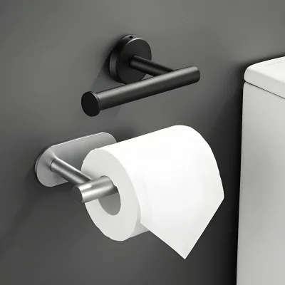 Hot Self-Adhesive Stainless Steel Bathroom Hardware Set Punch-Free Toilet Paper Holder Wall Mount Towel Rack Hooks Wall Storage