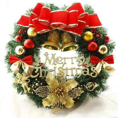 30cm Eco-Friendly Christmas Wreath for Front Door Decoration Popular Green Wreath with Cross-Border Design