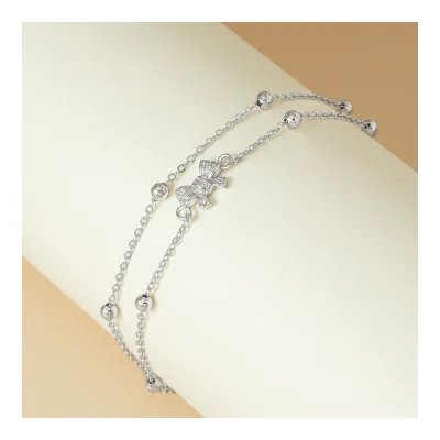 Trendy 925 Sterling Silver Women's Diamond Encrusted Bow Bracelet Gold Plated Fine Chain for Weddings Parties Gifts