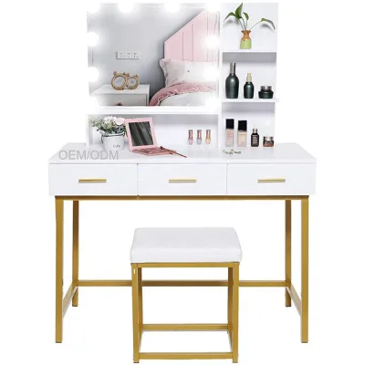 New Design Custom High Quality Nordic Room Dresser Luxury Melamine Women Big Vanity Modern European Make up Dressing Table
