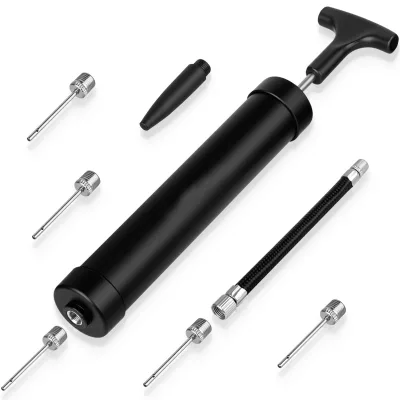 ActEarlier Black Hand-Held Portable Mini Inflatable Pump for Basketball Football Yoga Ball with Multiple Nozzles