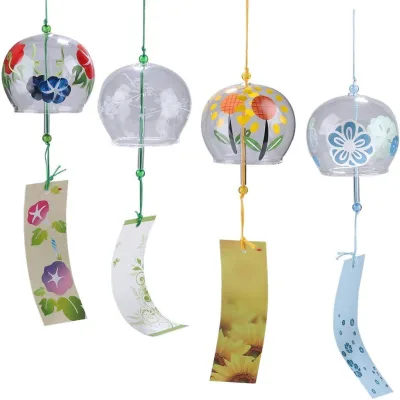 Japanese Feather Glass Wind Chimes Wind Chime Bell Cute Handmade Romantic Valentines Day Gift Small Windchimes