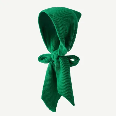 Women's Winter Windproof Balaclava Scarf Oversized Knitted Hooded Square Cap with Bow Pattern for Spring Season