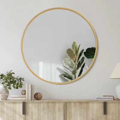 Wholesale Customizable HD Durable Nordic Modern Round Aluminum Alloy Decor Wall Bathroom Makeup Mirror for Home Hotel