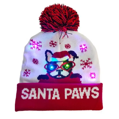 The 2023 New Style Red Kids and Adult Christmas Hat for Under 6 Years Old Christmas Decoration With Lights