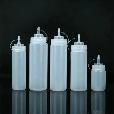 Customized Logo Plastic Condiment Dispenser Ketchup Mustard Sauce Bottle