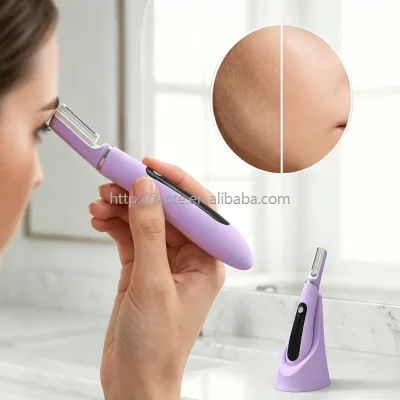 Women Skin-Friendly Facial Trimmer Portable Charging Base Design Cordless Precision Shaver for Peach Fuzz Eyebrow Grooming Tool