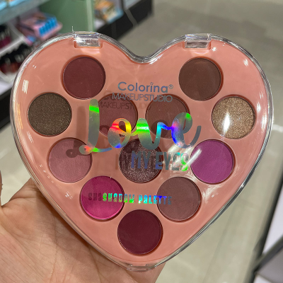 12 Colors Pigment Eyeshadow OEM Your Own Brand Heart Shapes Cases Custom Private Label Eyeshadow