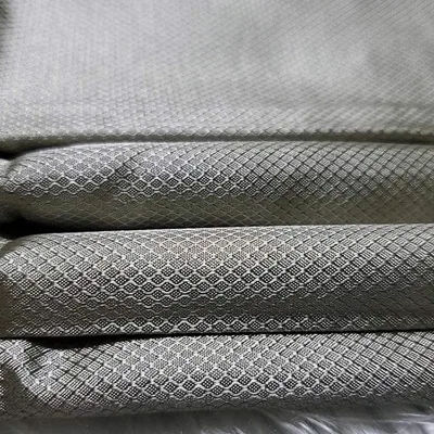 100% Silver Fabric Diamond Shape Check Pattern Faraday Woven Fabric