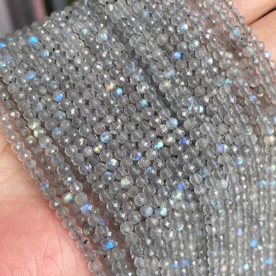 Supply 3mm Cutting Loose Reflective Labradorite Beads Natural Labradorite Faceted Beads for Jewelry Making