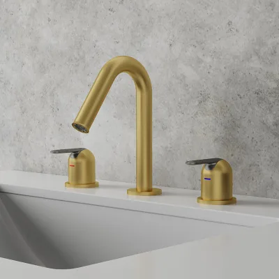Premium Luxury Bathroom Sink Faucet Smooth Water Flow Three Hole Vessel Sink Faucet Ceramic Cartridge ForBathroomsandHomeOffices