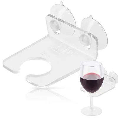 Modern Acrylic Wine Cup Glass Holder with 2 Strong Suction Cups Wall Mount Bathroom Bathroom Acrylic Cup Holder for Display