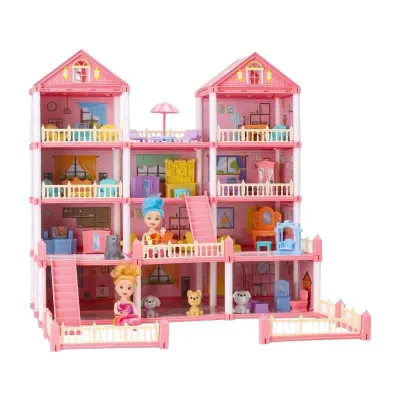 HY ZQT Princess Castle Villa DIY Toy Doll House Children's Simulation Room ABS Plastic Play Birthday Gift Box