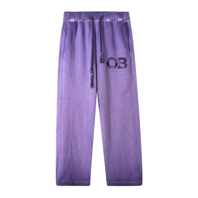 Custom Logo Men's Vintage Sweatpants Sun Fade Washed Jogger Oversized Pants Wide Leg Heavyweight Fleece Pants.