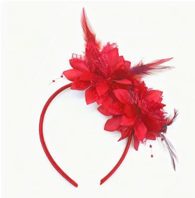 Feather Flower Headband Stylish Halloween Party Bridal Tiara Fascinator Hat Women Adult Floral Hair Accessory